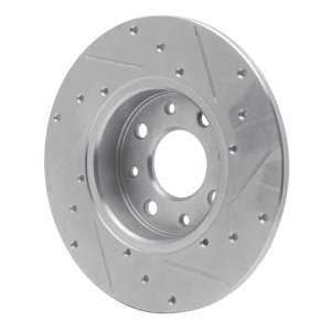 Fiat 500E Brake Rotor (1) - Rear Left - R1 Concepts - Drilled & Slotted - Silver - `13-`19